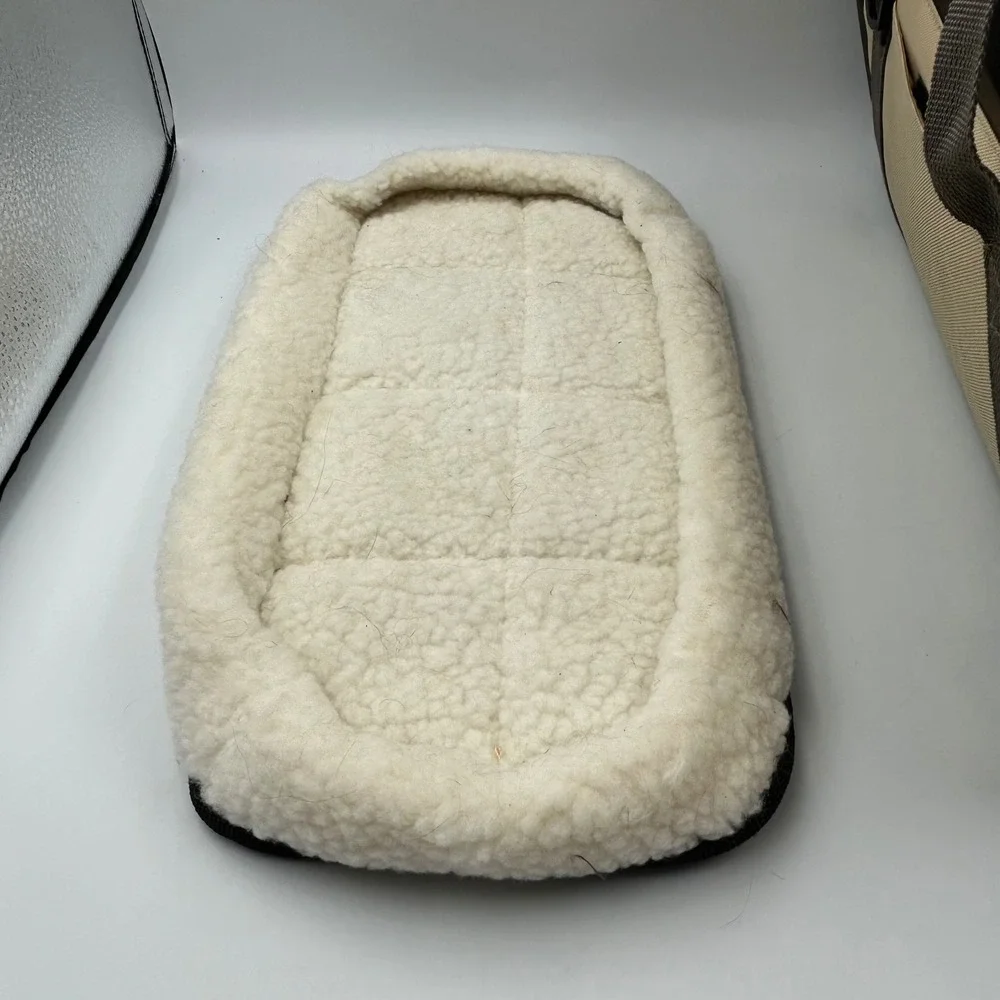 Bergan Comfort Carrier Taupe Small Pet Travel Bag Mesh Fleece Bed 16W x 12T x 8D